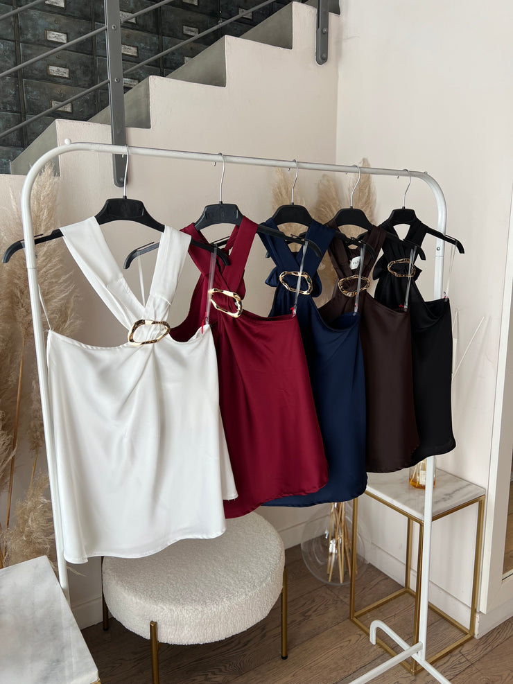 TOP SATIN FIBBIA