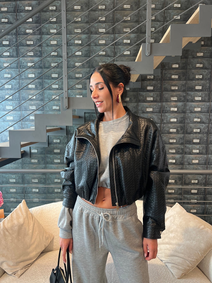 BOMBER ECOPELLE INTRECCIATA