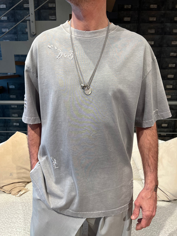 T-SHIRT RICAMI GRIGIO