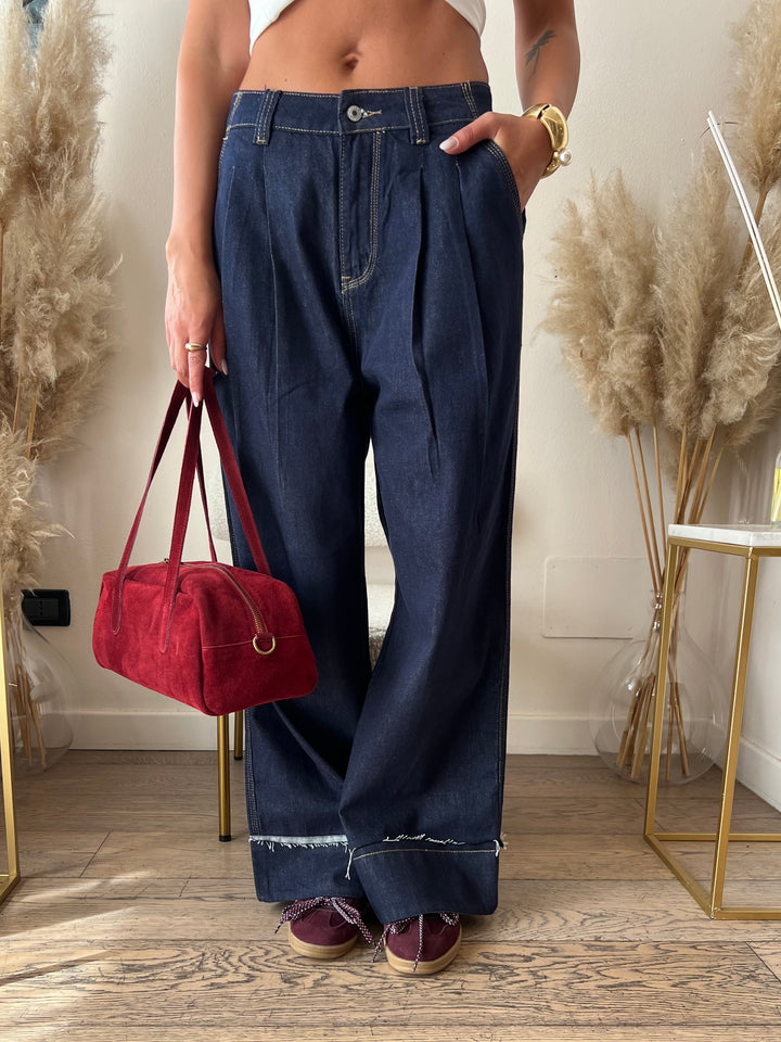 JEANS SCURO RISVOLTO