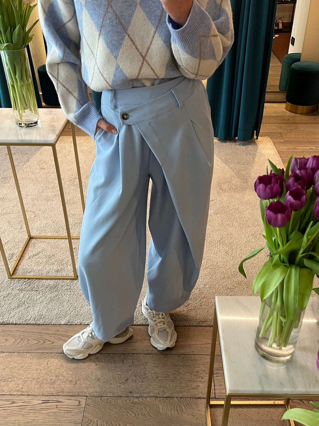 PANTA BALLOON ALLACCIATURA STORTA