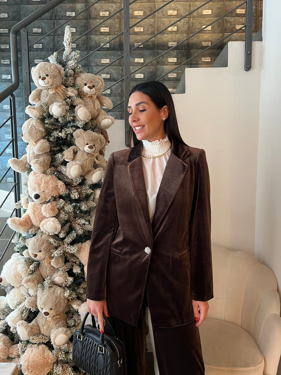 COMPLETO VELLUTO MARRONE