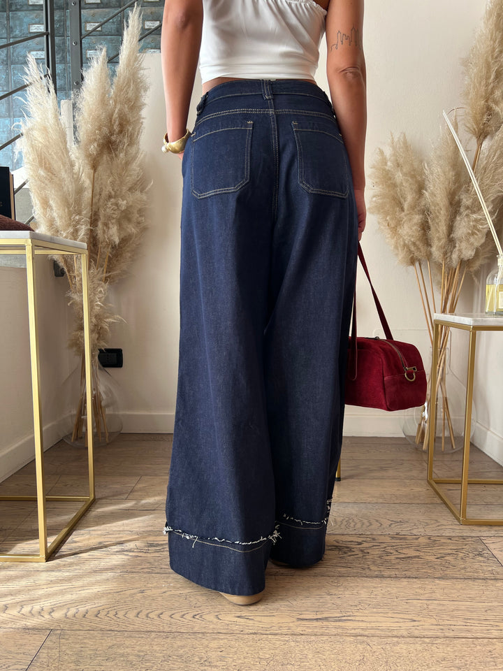 JEANS SCURO RISVOLTO