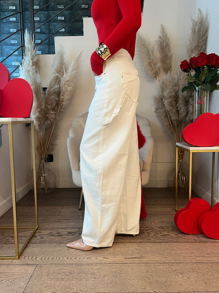 JEANS TASCHE CUORE BIANCO