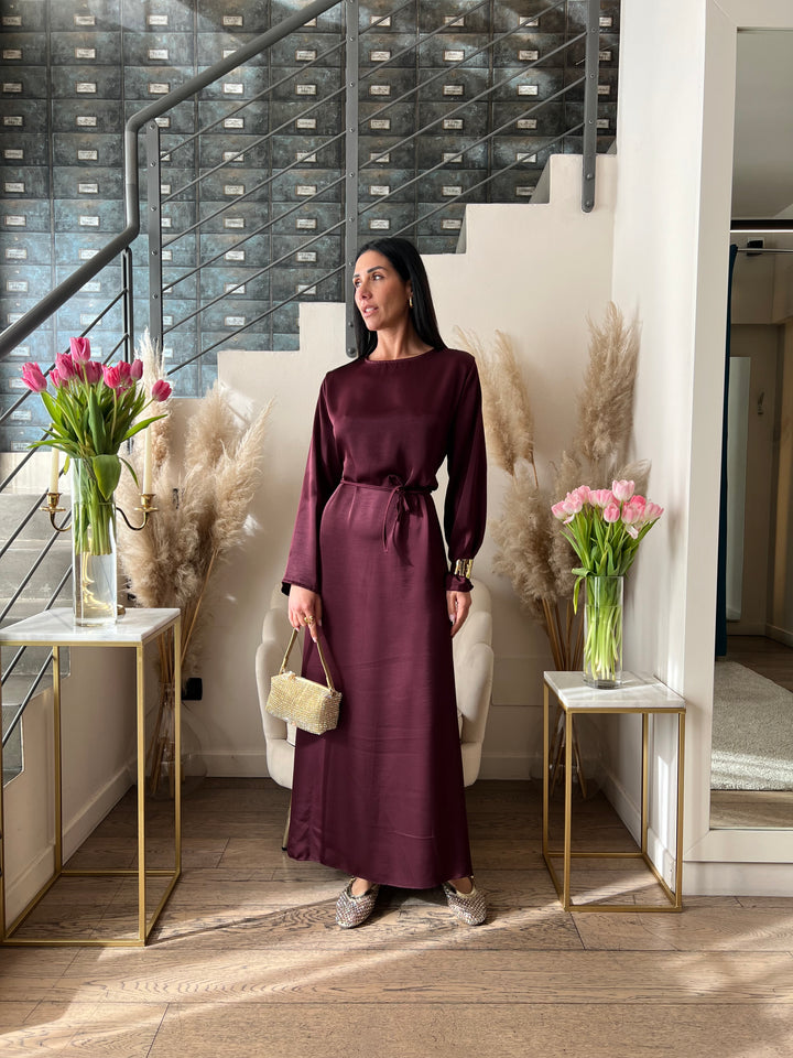 ABITO TUNICA CON MANTELLA VINO