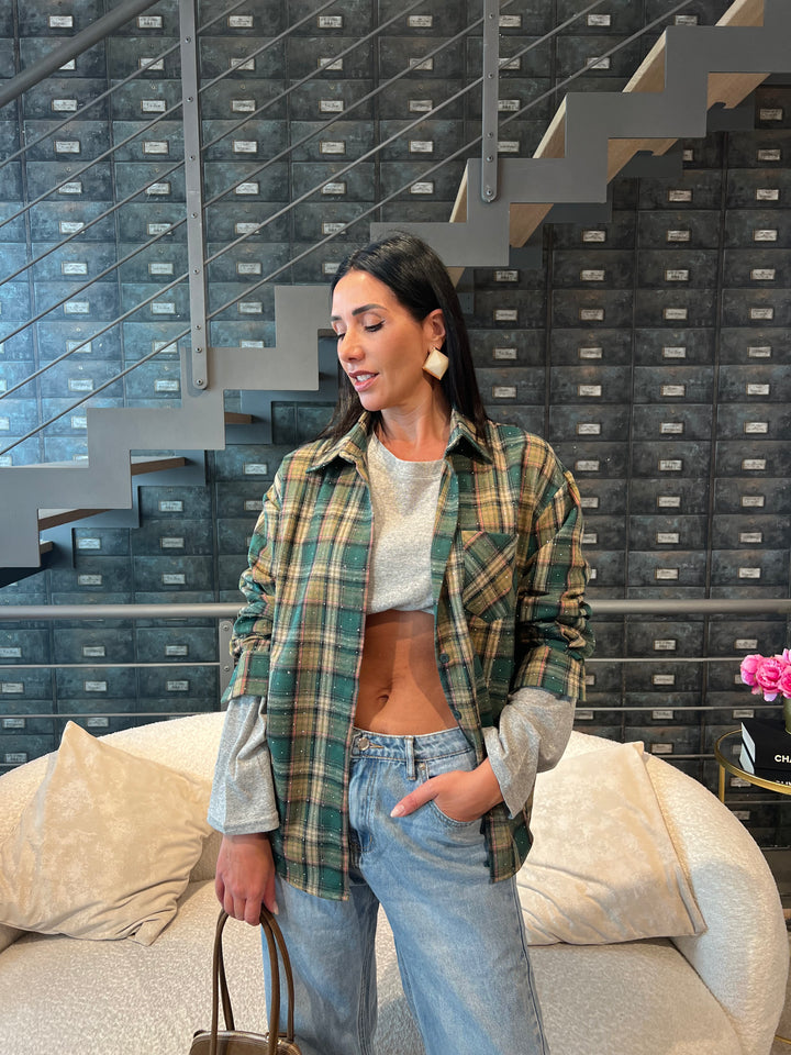 CAMICIA SCOZZESE STRASS