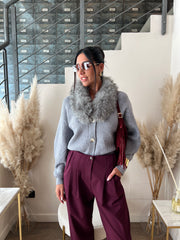 CARDIGAN COLLO ECOFUR