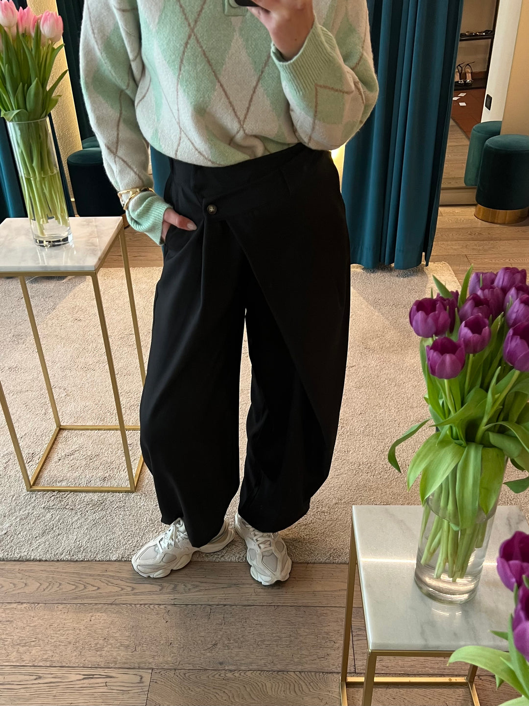 PANTA BALLOON ALLACCIATURA STORTA