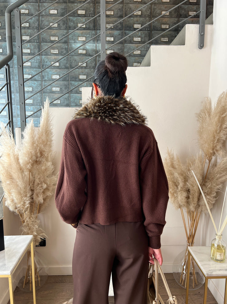 CARDIGAN COLLO ECOFUR