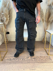 JEANS CARGO NERO