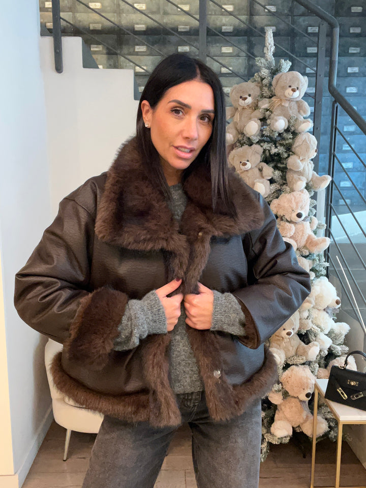 BOMBER DOUBLE PELLE ECOFUR