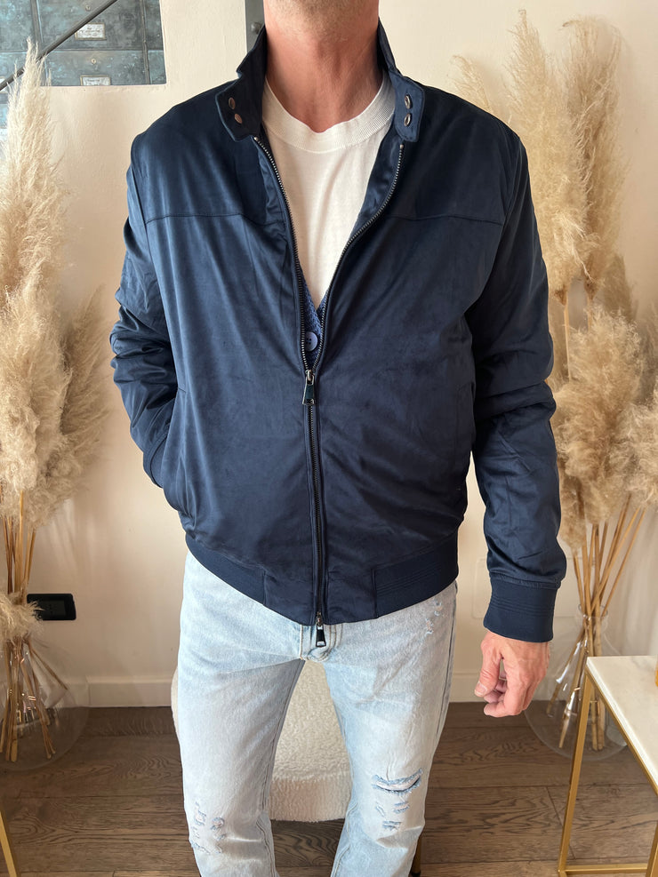 BOMBER SUEDE BLU