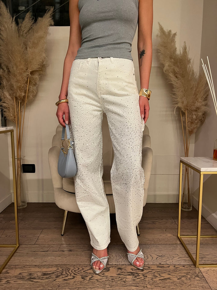 JEANS BIANCO STRASS