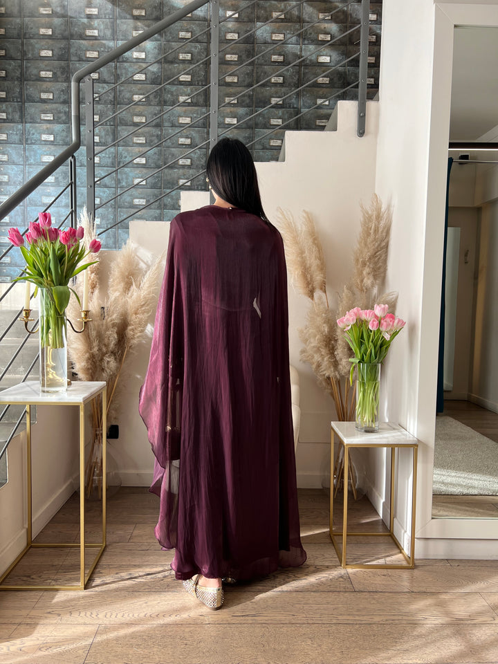 ABITO TUNICA CON MANTELLA VINO
