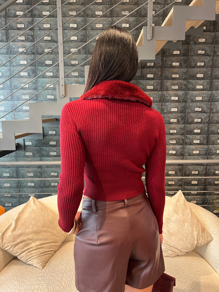 CARDIGAN COLLO ECOFUR