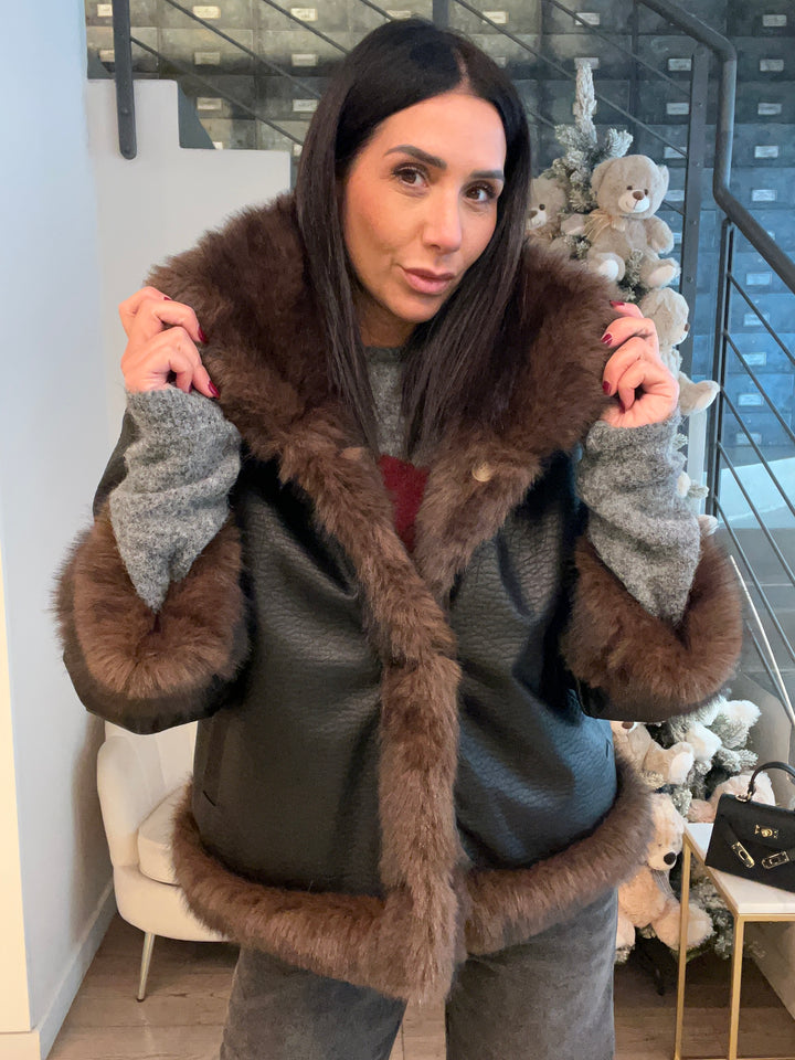 BOMBER DOUBLE PELLE ECOFUR