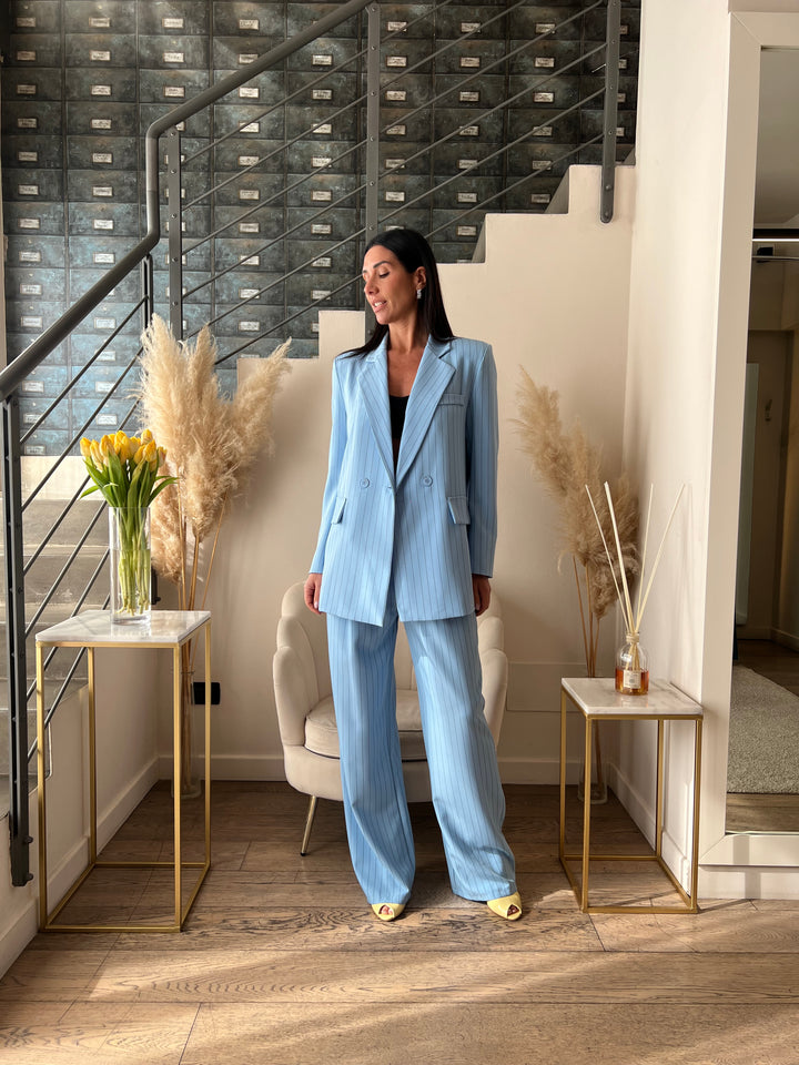 COMPLETO DOPPIPETTO GESSATO AZZURRO