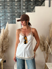 TOP SATIN PIZZO