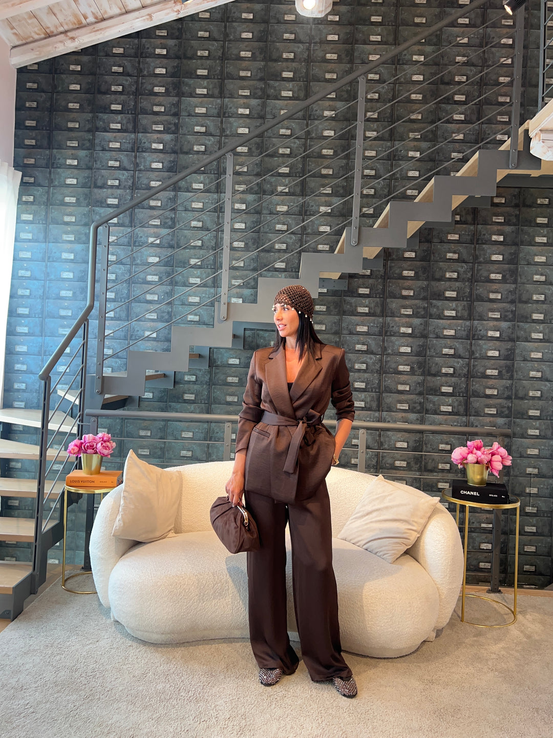 COMPLETO SATIN MARRONE