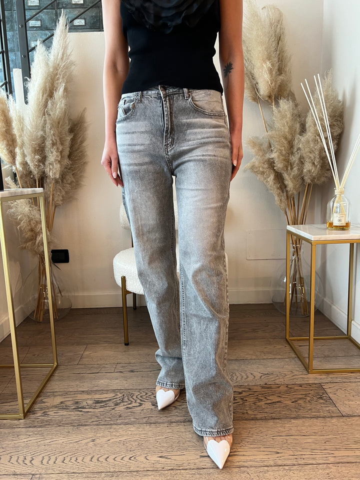 JEANS GRIGIO STRASS