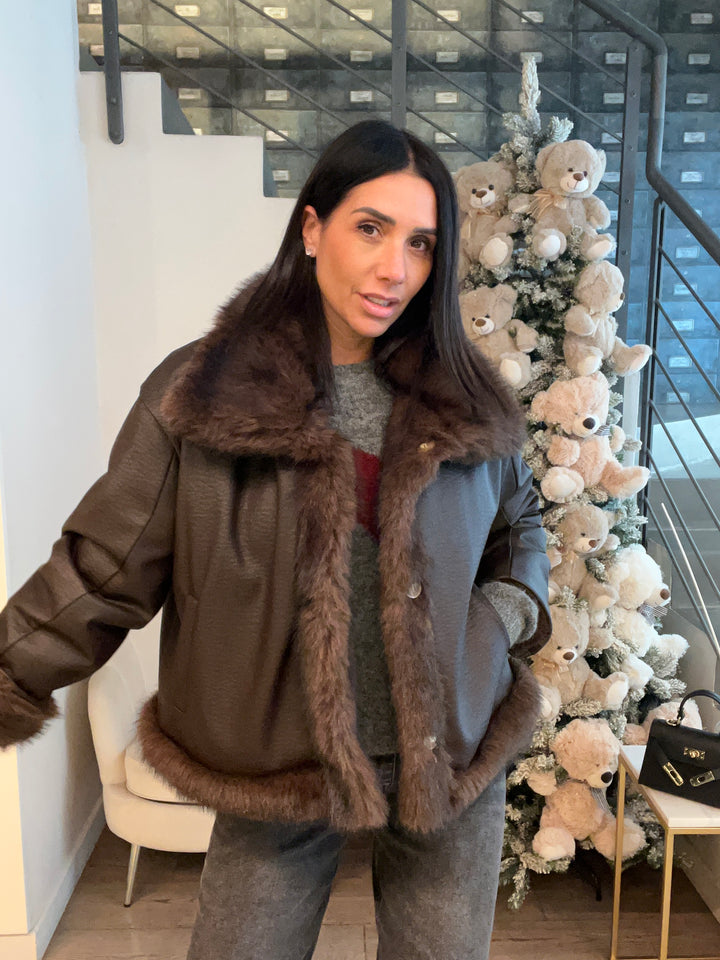 BOMBER DOUBLE PELLE ECOFUR