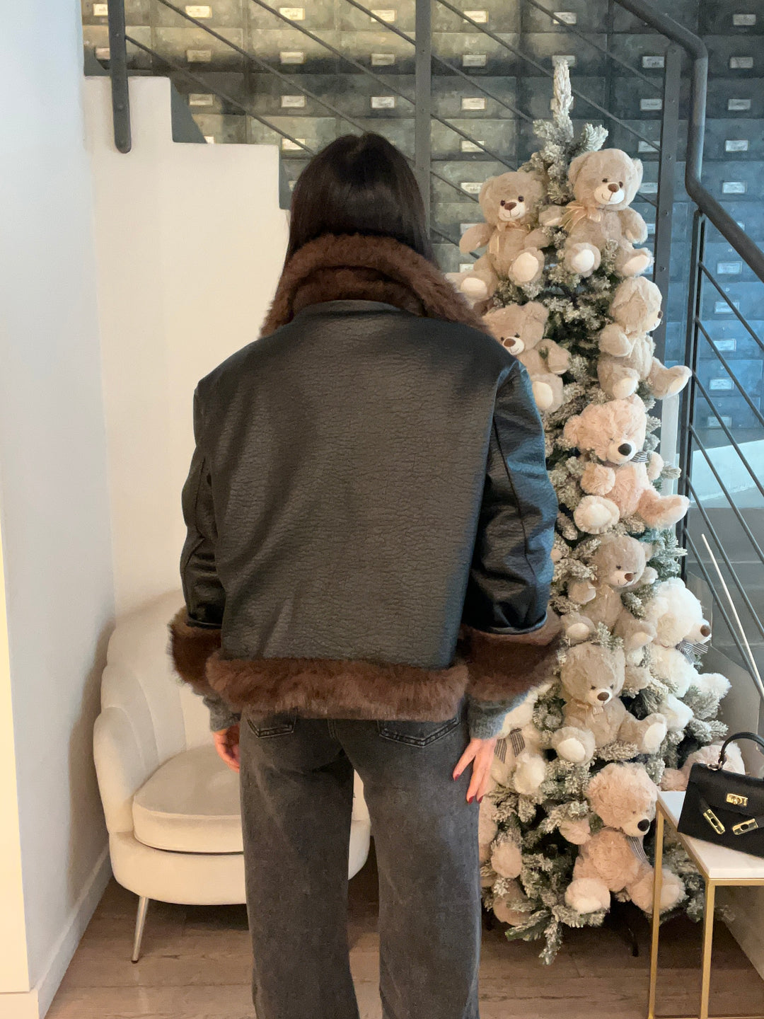 BOMBER DOUBLE PELLE ECOFUR