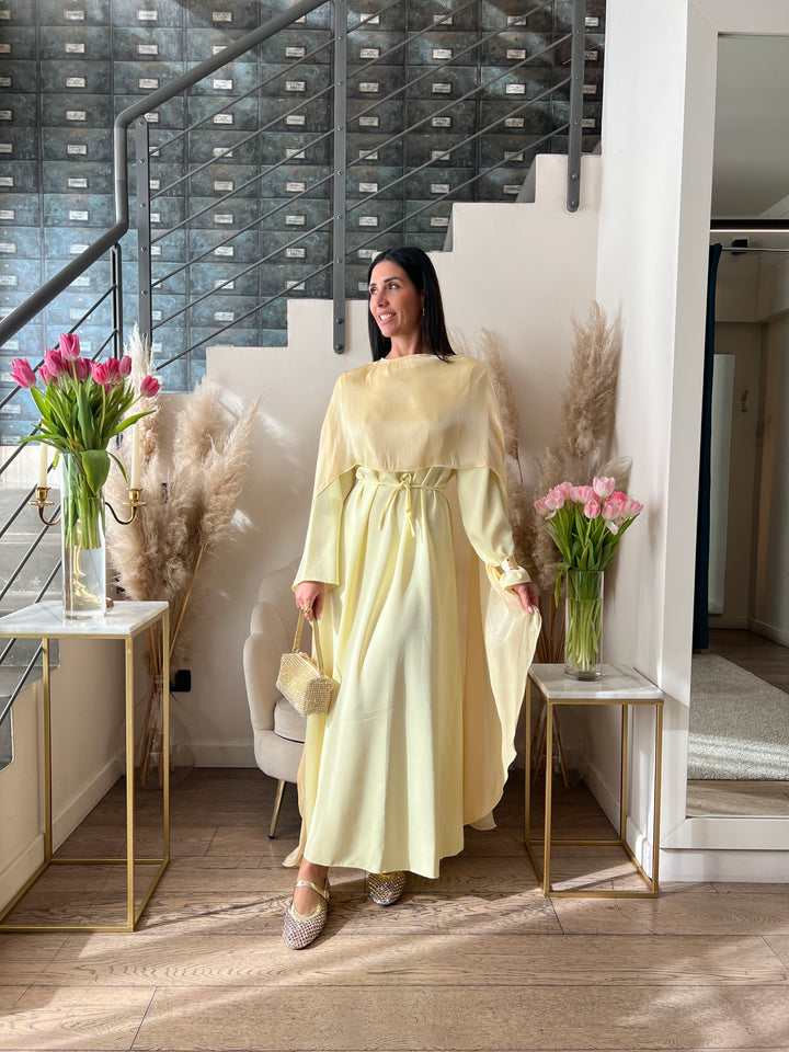 ABITO TUNICA CON MANTELLA GIALLO