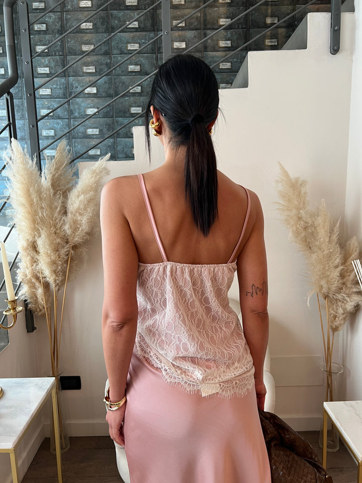 TOP SATIN CON PIZZO