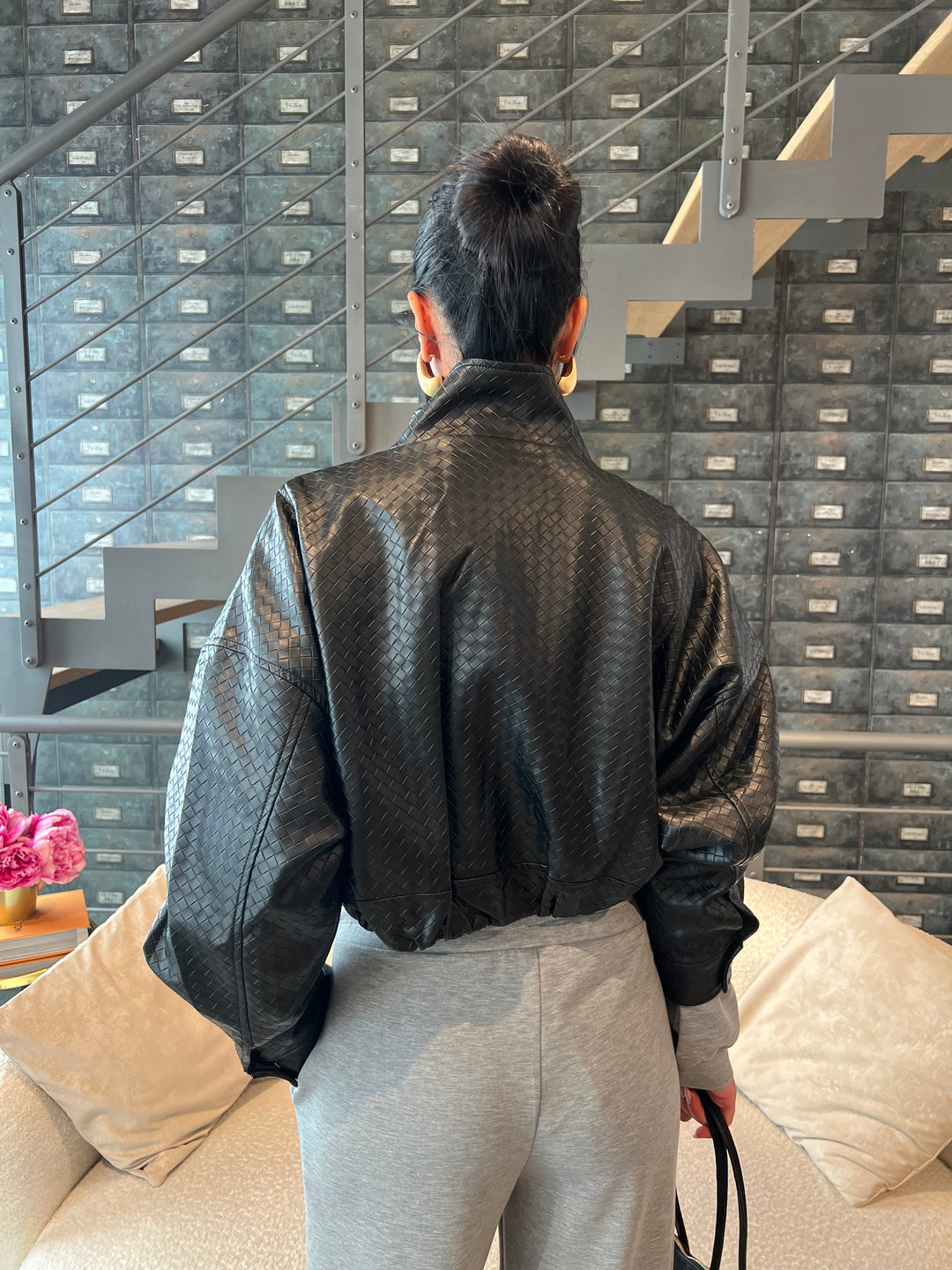 BOMBER ECOPELLE INTRECCIATA