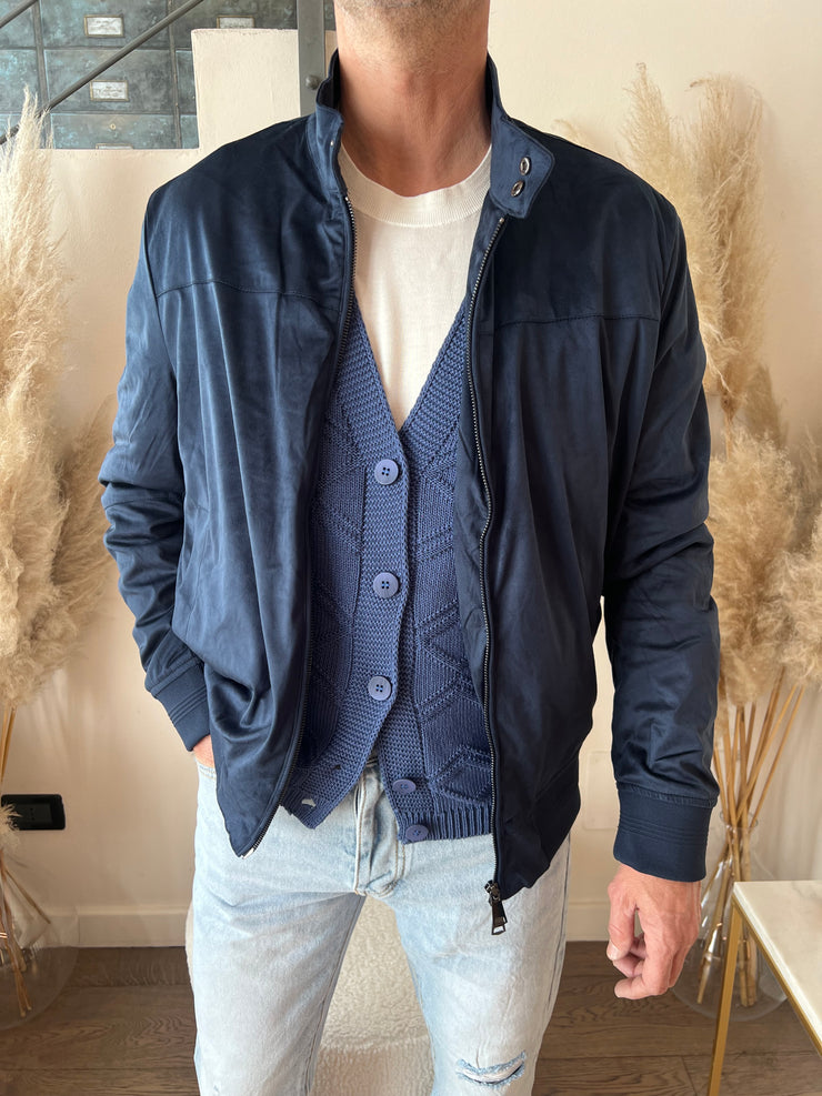BOMBER SUEDE BLU