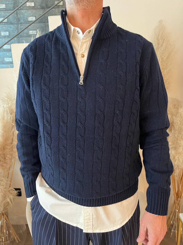 MAGLIONE TRECCE ZIP