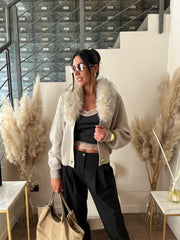CARDIGAN COLLO ECOFUR