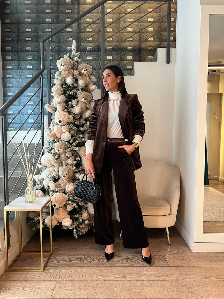 COMPLETO VELLUTO MARRONE