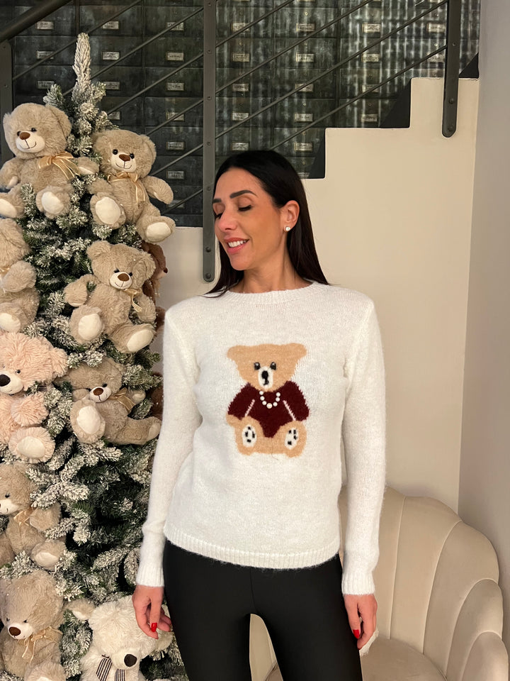 MAGLIONE ORSETTO PERLE