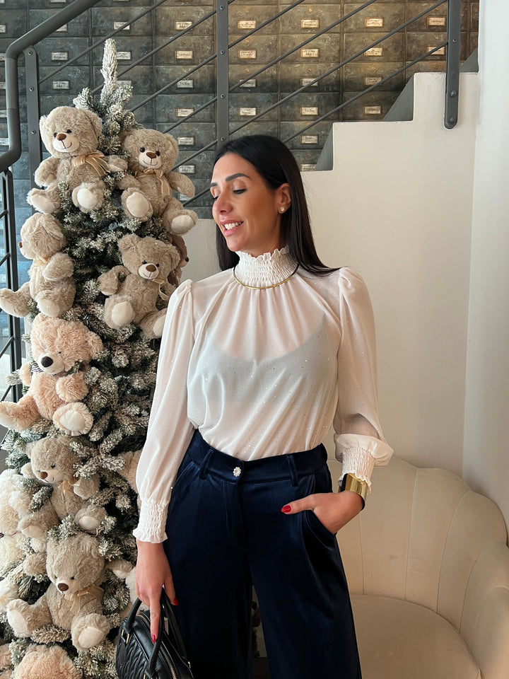 TOP CAMICIA STRASS
