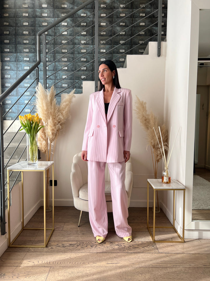 COMPLETO DOPPIPETTO GESSATO ROSA