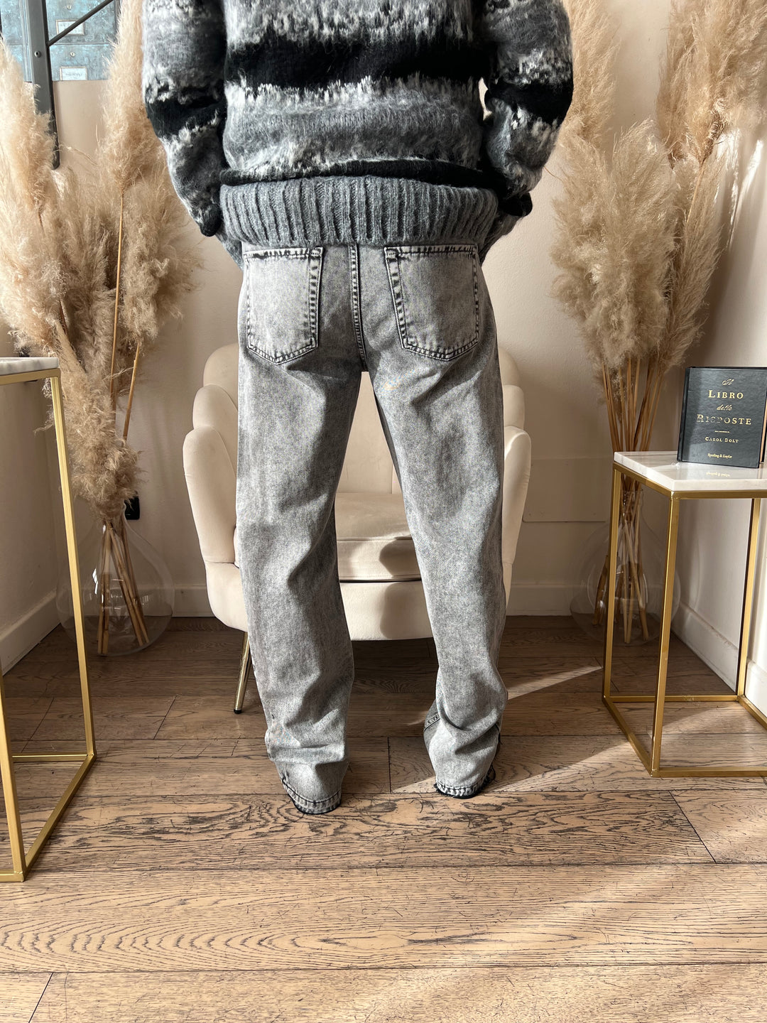 JEANS GRIGIO INSERTO