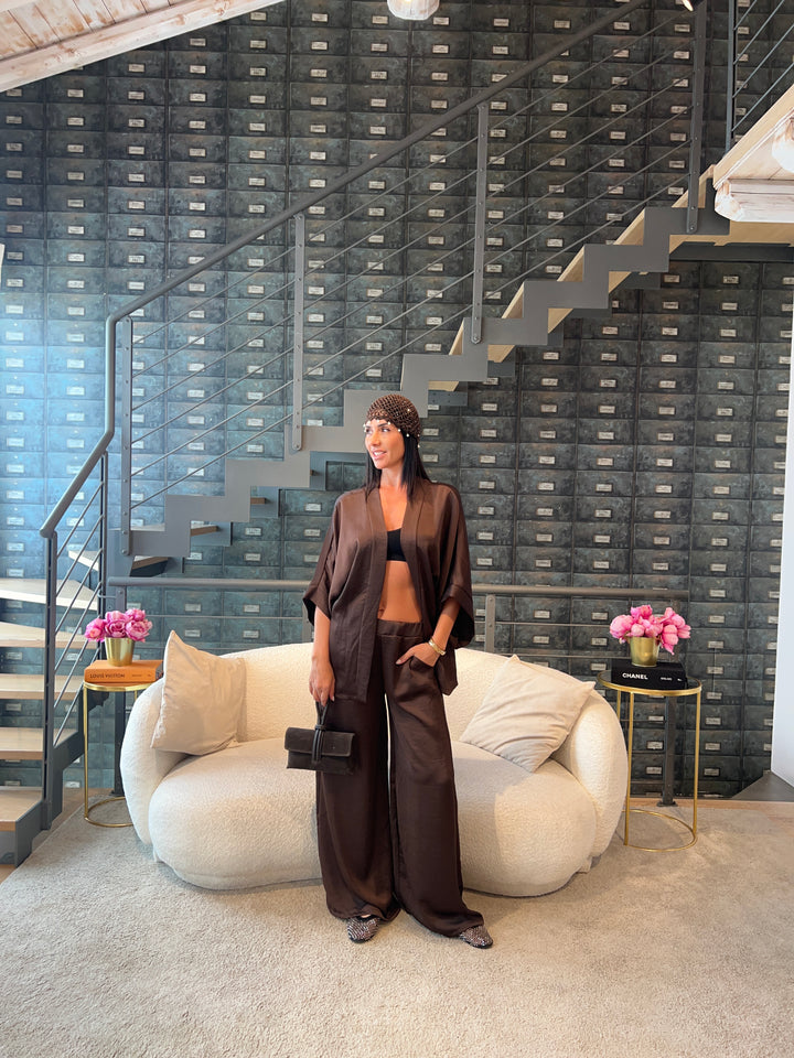 COMPLETO KIMONO MARRONE