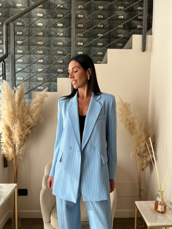 COMPLETO DOPPIPETTO GESSATO AZZURRO