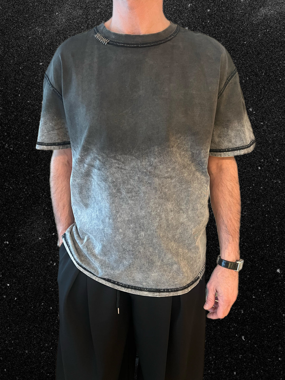 T-SHIRT RICAMO GRIGIO