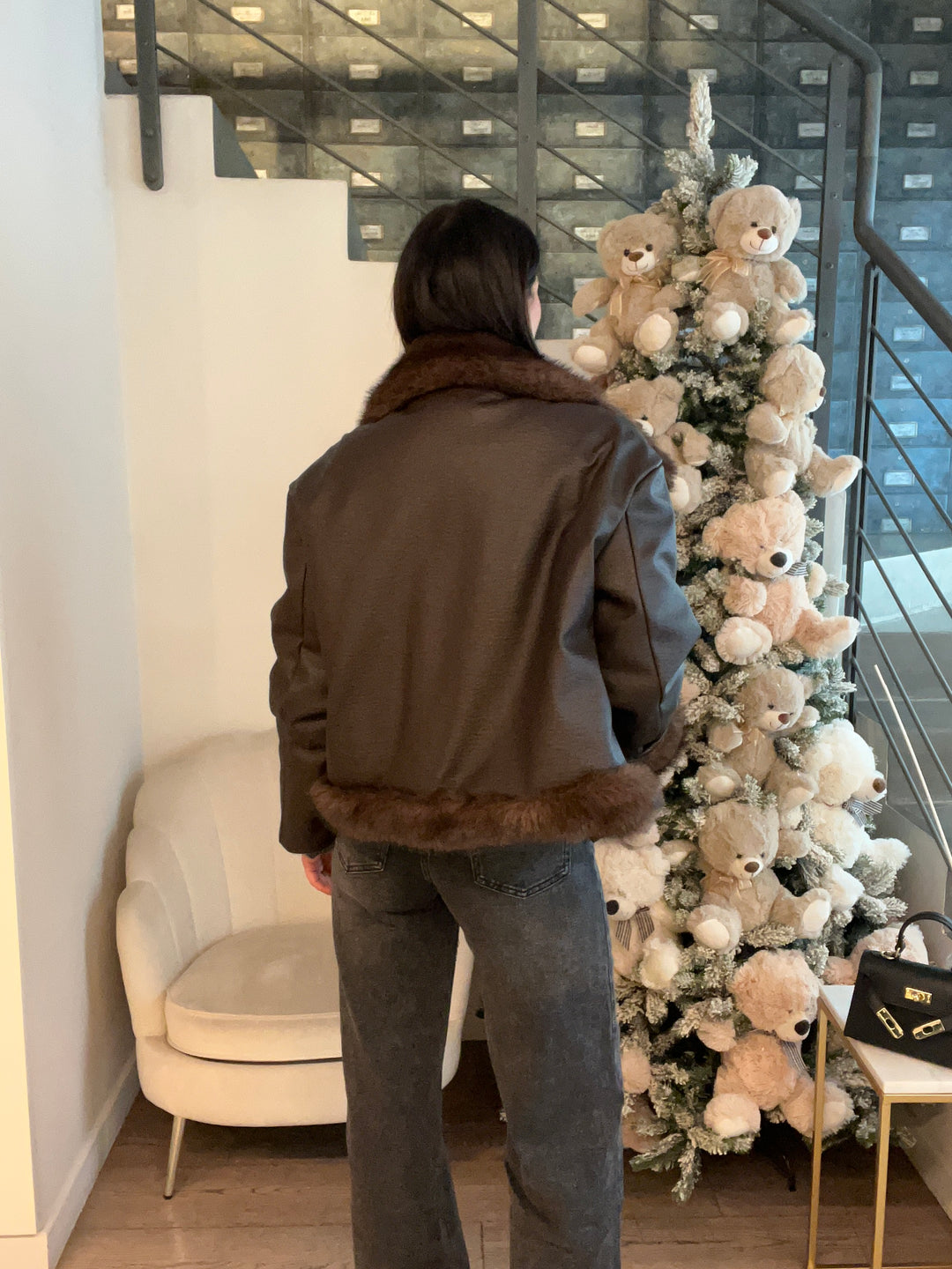 BOMBER DOUBLE PELLE ECOFUR