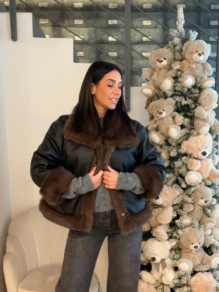 BOMBER DOUBLE PELLE ECOFUR