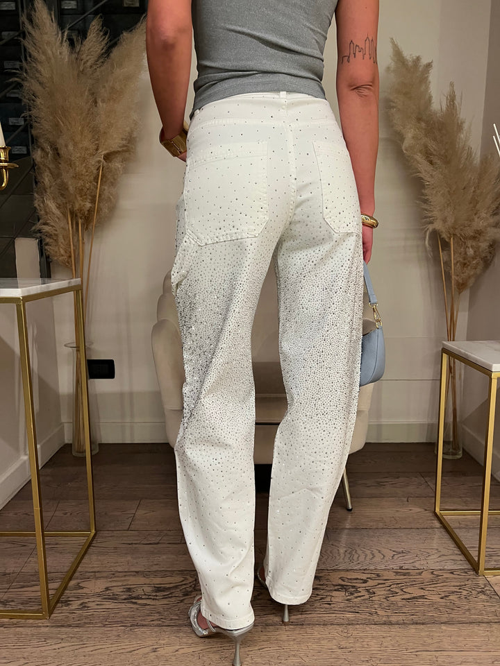 JEANS BIANCO STRASS