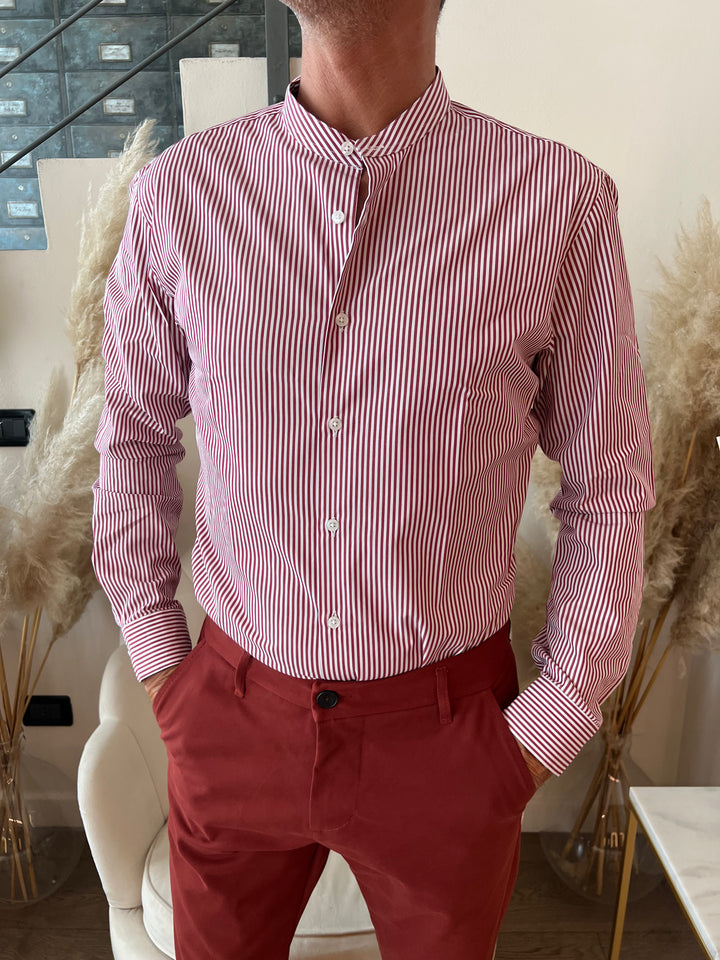 CAMICIA CINTURINO RIGHE BORDEAUX